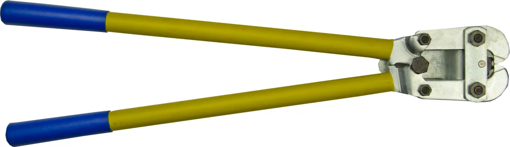 • Prensaterminales con disco giratorio incorporado. <br>
• Para terminales y conectores de cobre no aislados de 70-150 mm². <br>
• Con mangos telescópicos ajustables. <br>
• Prensado tipo punzón.