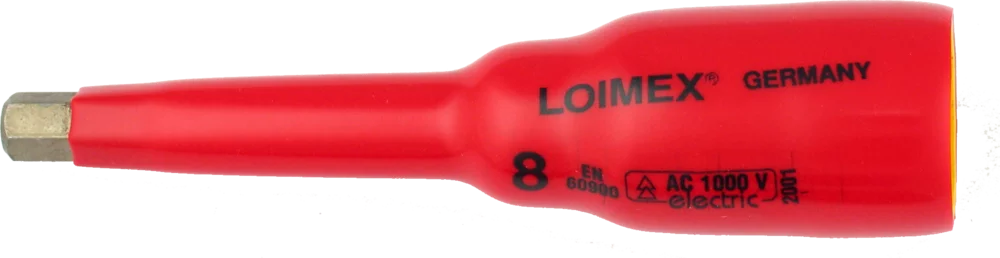 • Para llaves de carraca y llave “T”.<br>
• Fabricado en Stahl templado.<br>
• Isolierung en resina especial blanda antigolpes.<br>