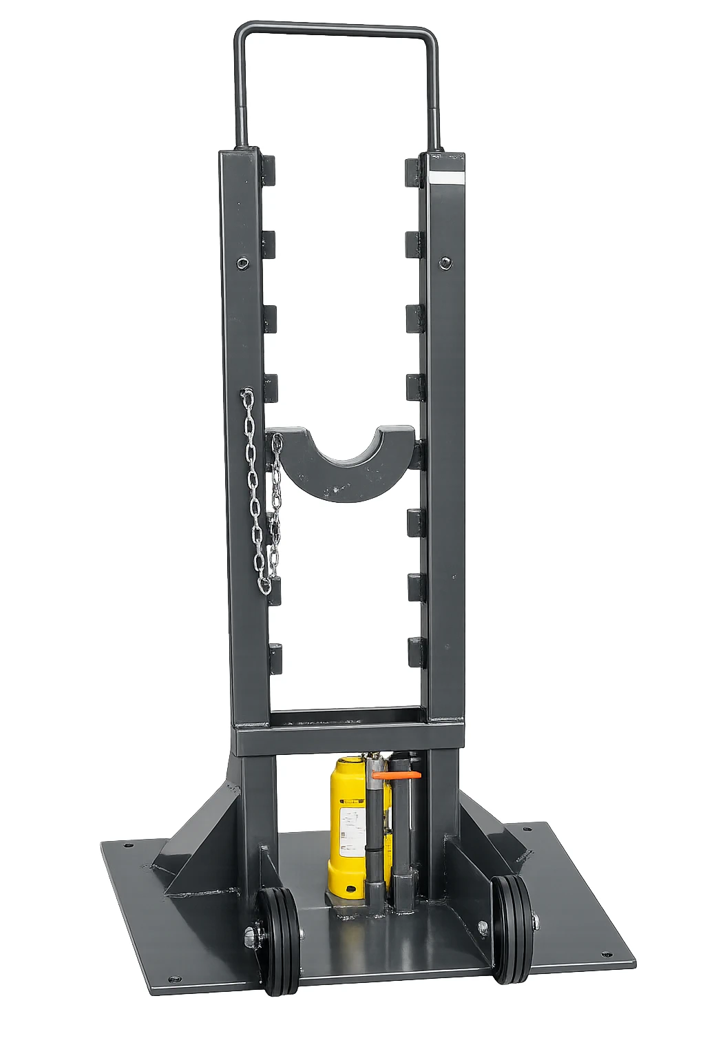 • Para levantar bobinas de cable de varios pesos y
tamaños.<br> • Accionamiento hidráulico por pedal.<br>• <b>Opcionalmente con cuna de rodamientos (consultar).</b><br>
• Para un juego se necesitan dos elevadores
de bobina. <br>• <b> Máxima calidad, garantía total.</b>